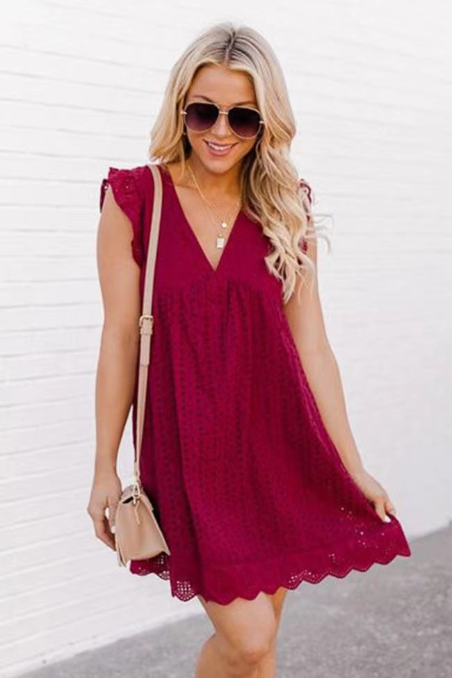 AZURE LACE POCKET DRESS