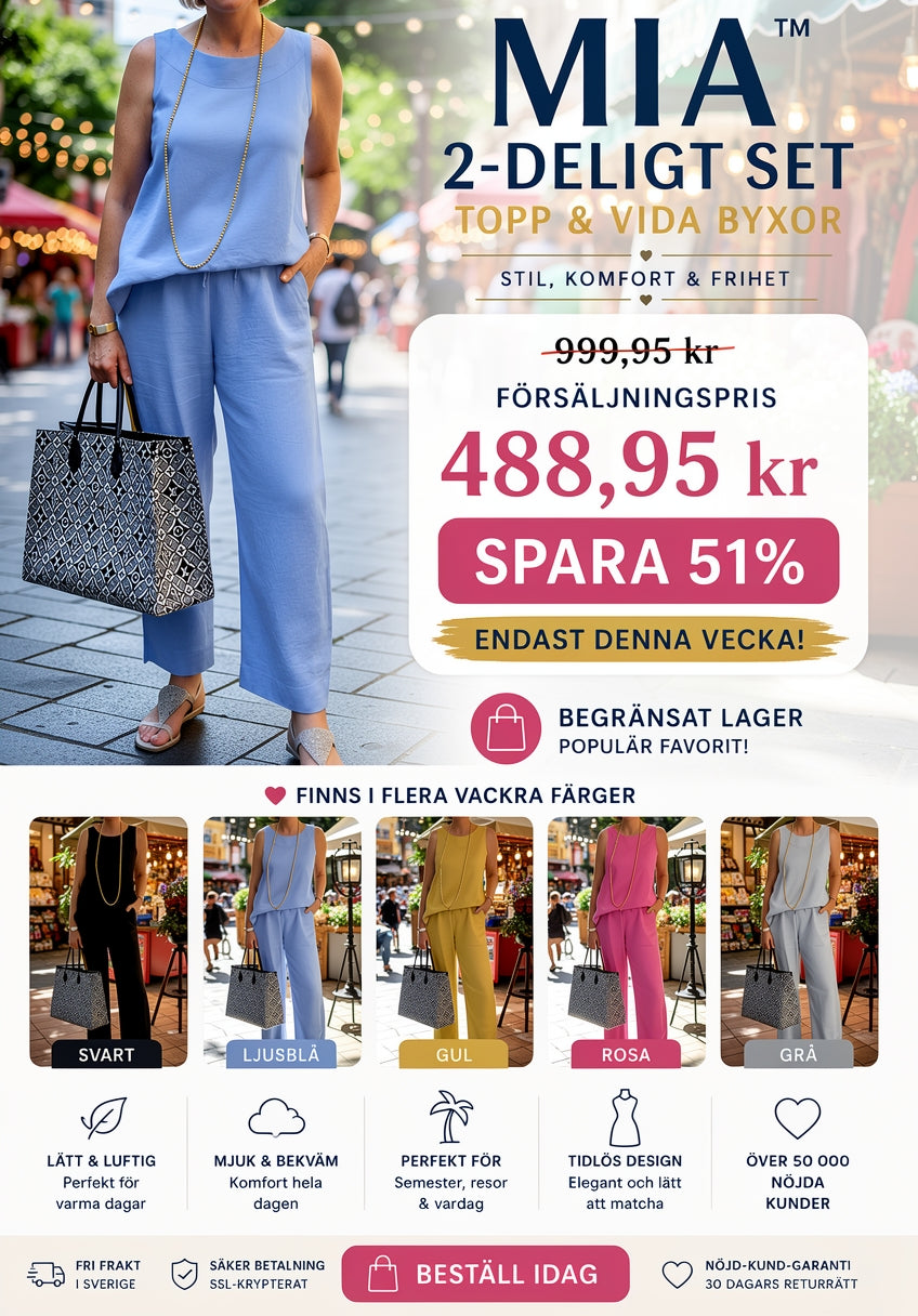Mia™ | Elegant tvådelat set med ärmlös topp och vida byxor ✨