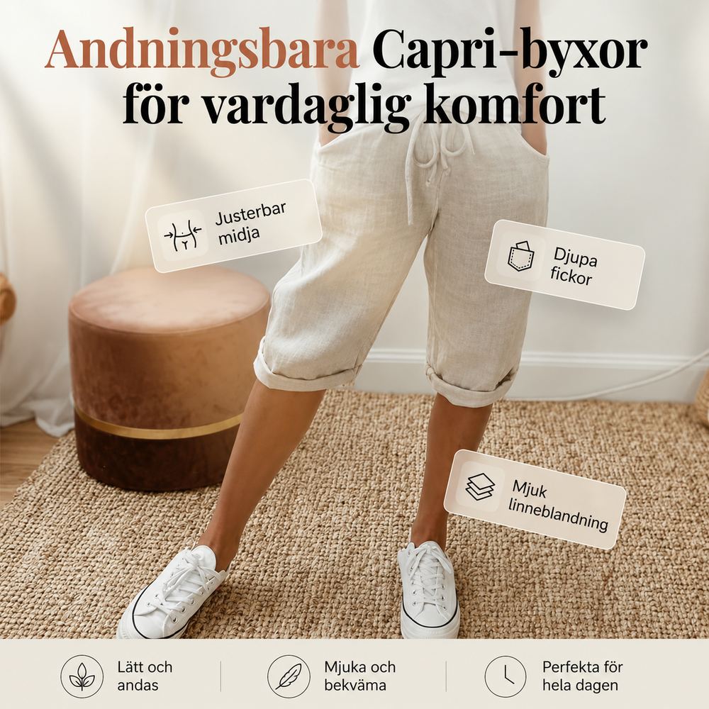 Capri Bomull linné Damer Shorts