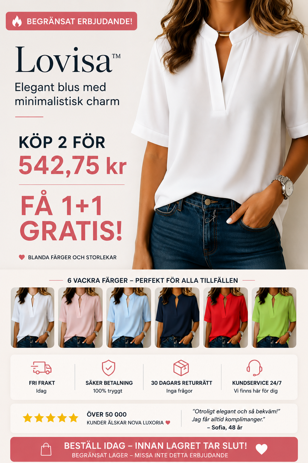 Lovisa™ – Bekväm V-ringad T-shirt