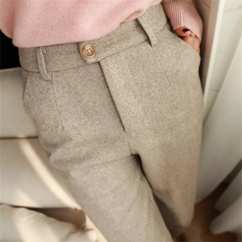 Wool-Touch Pencil Harem Pants