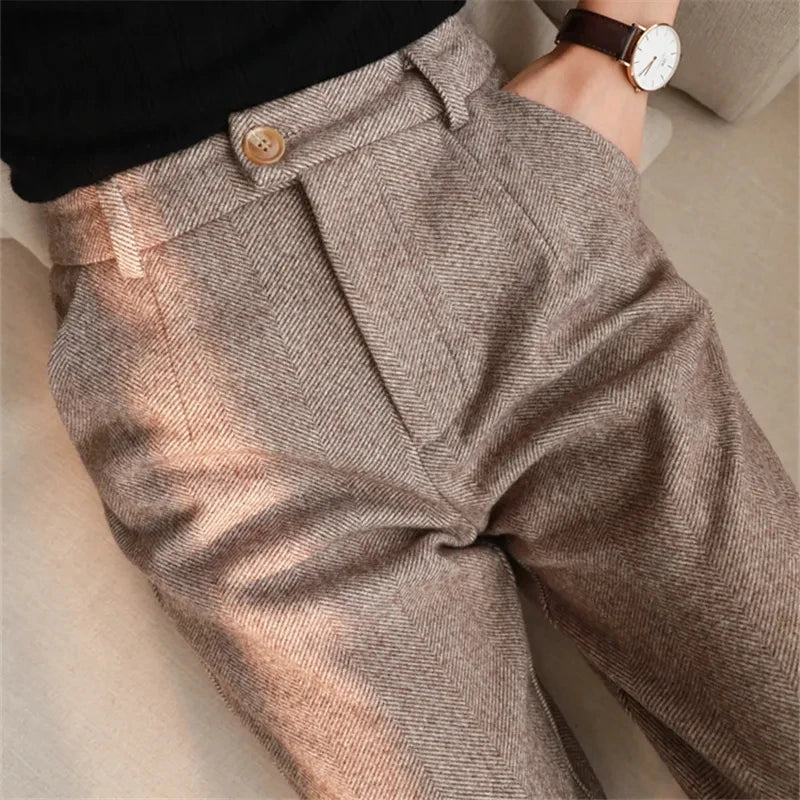 Wool-Touch Pencil Harem Pants