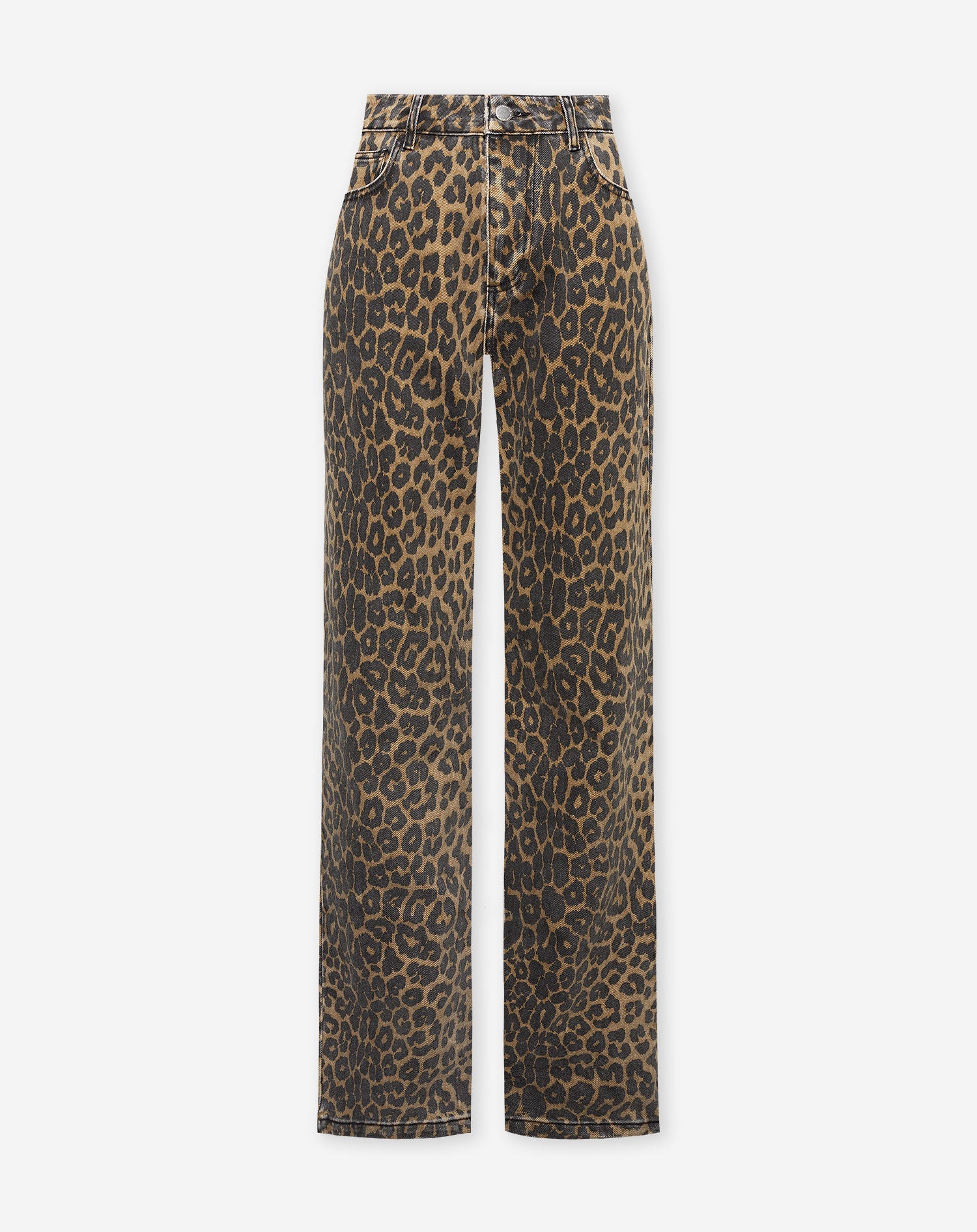 LEOPARD-BOOTCUT-JEANS I SORT