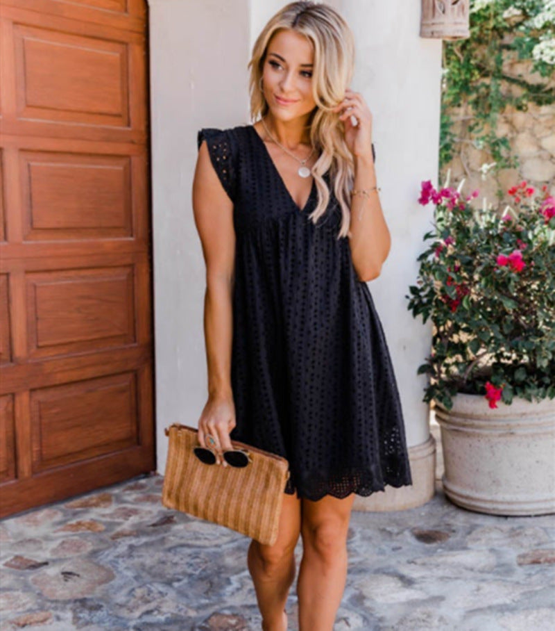 AZURE LACE POCKET DRESS