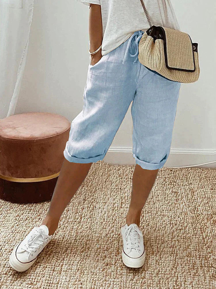 Capri Bomull linné Damer Shorts